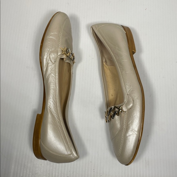 AMALFI by Rangoni OSTE Sand Cream Nappa Loafers Sz 9.5 Leather Italy Embellished - Picture 10 of 12